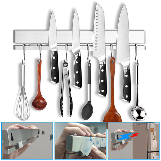 12" Double-Sided Magnetic Knife Holder with 6 Hooks