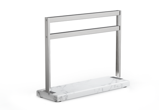 Magnetic Knife Block with Marble Base - White