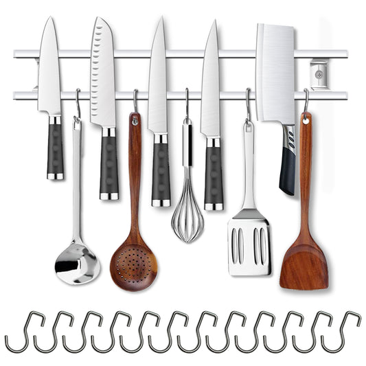 24-Inch Magnetic Knife Holder with 12 Hooks